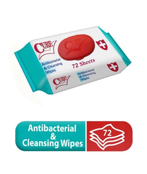 Mtek Hygiene Cure Antibacterial & Cleansing Wipes - 72 sheets