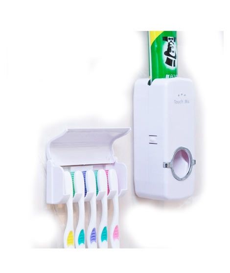 HR Traders Toothpaste Dispenser With Tooth Brush Holder
