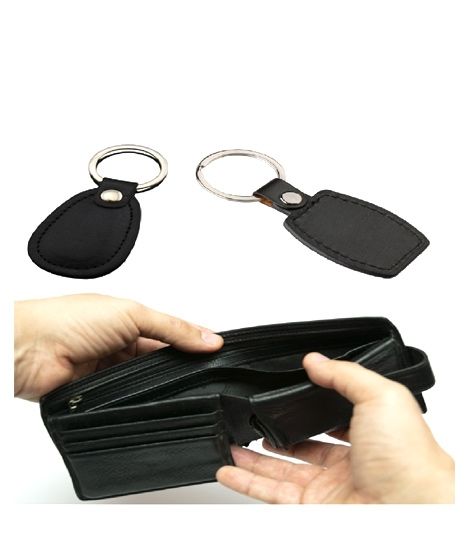 Afreeto Leather Wallet With 2 Key Chains Black