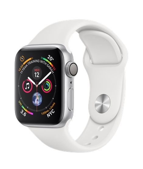 Apple iWatch Series 4 40mm Silver Aluminum Case With White Sport Band - GPS (MU642)
