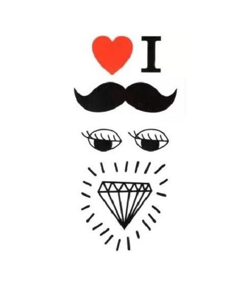 Ferozi Traders I Love Mustache Body Tattoo Sticker