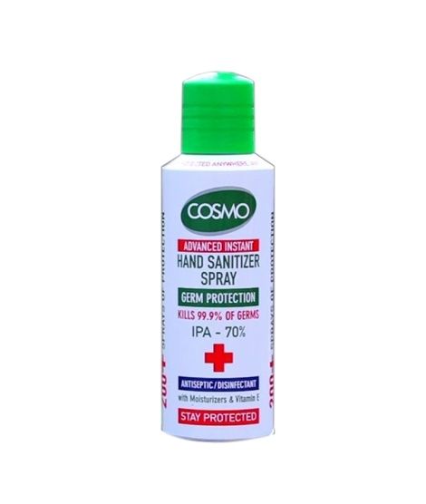 Cosmo Advanced Instant Disinfectant Hand Sanitizer Spray 200ml (70% Alcohol ISO Certified)