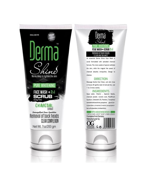 Derma Shine 2 in 1 Charcoal Face Wash 200gm