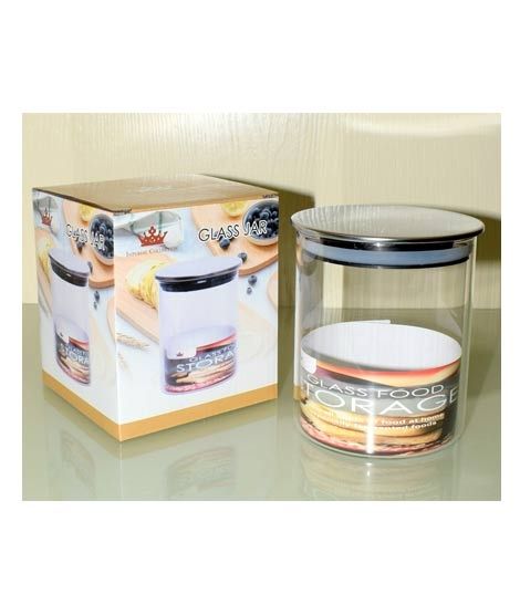 Easy Shop Glass Storage Canister with Black Lid