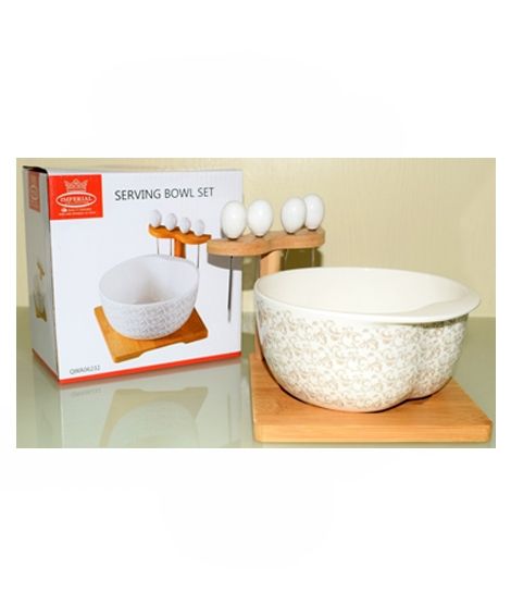 Easy Shop Salad Bowl With Fork & Bamboo Stand