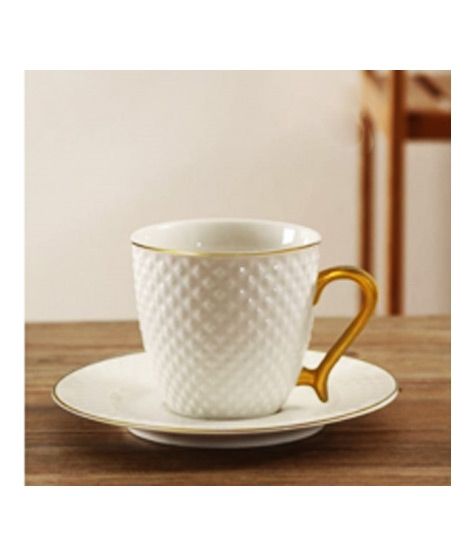 Easy Shop Tea Cup And Saucer 12 Pcs Set Matt Gold (0628)