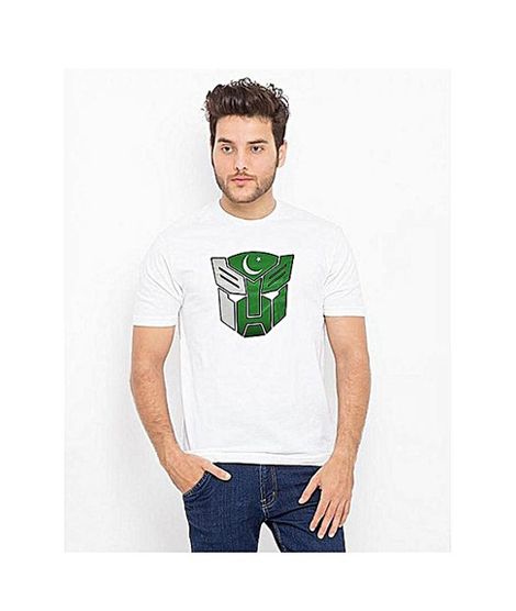 Fashionism Cotton Transformers Independence Day T-Shirt For Men White