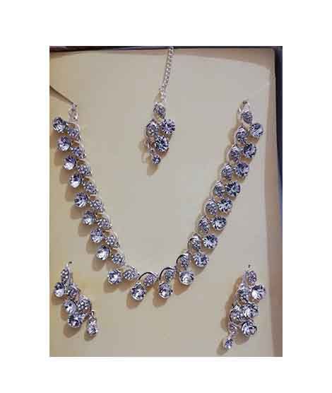 Fashionism Diamond Jewellery Set For Women White