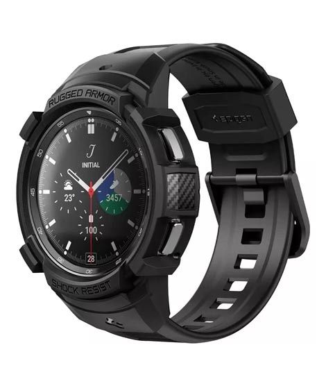 Spigen Rugged Armor Pro Matte Black Band & Case For 46mm Galaxy Watch 4 (ACS03832)