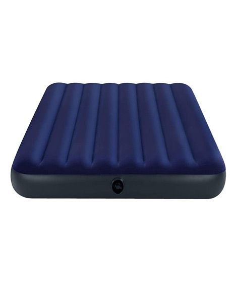 Intex Classic Downy Airbed Queen Size With Electric Air Pump Blue