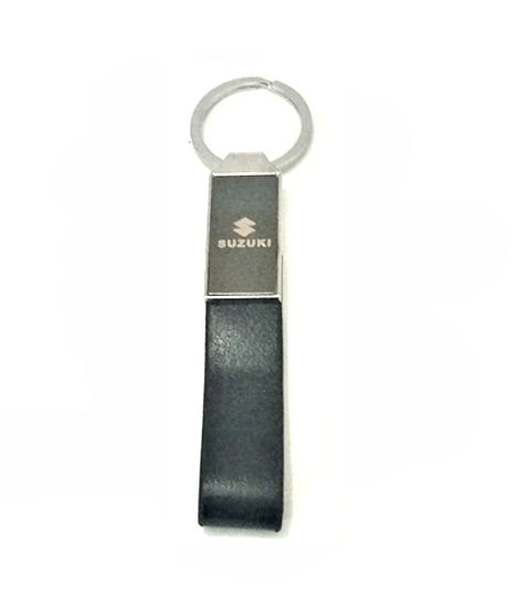 Kings Suzuki Leather & Metallic Keychain Black (0380)