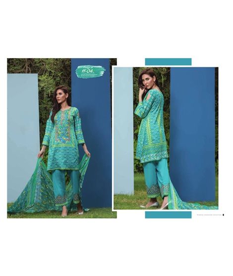 LookNBuy Embroidered Lawn For Women