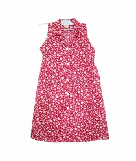 MA Garments Flower Design Frock For Girls Red