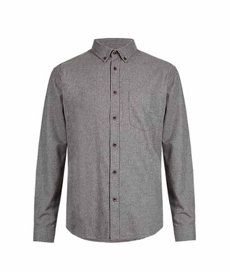 Marks & Spencer Brushed Plain Men's Shirt Grey (T251100M)