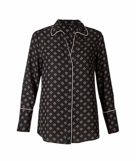 Marks & Spencer Geometric Print Long Sleeve Women's Shirt Black (T436443)