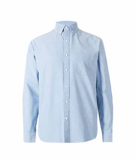Marks & Spencer Plain Oxford Men's Shirt Blue (T253201M)