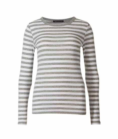 Marks & Spencer Striped Long Sleeve Women's T-Shirt Grey (T411709A)