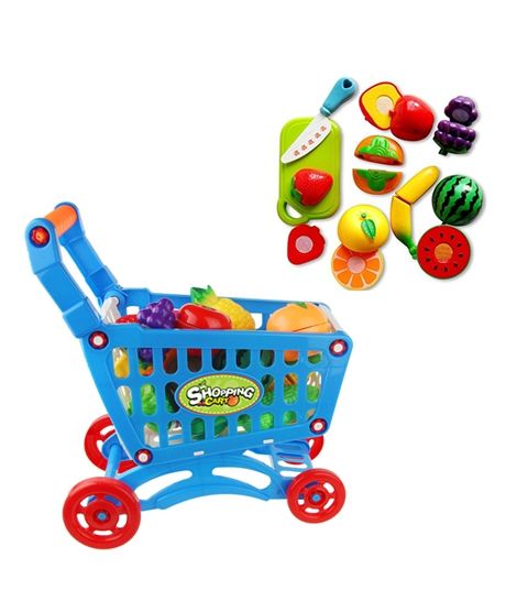 Planet X Kids Shopping Cart With Fruit Cutting Set (PX-9636)