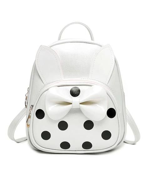 Rangoon Bow Polka Mini Backpack For Women White