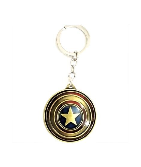 King Hat & Caps Metallic Captain America Logo Spinner Keychain