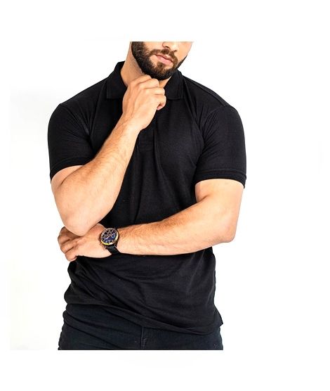 The Smart Shop Cotton Polo T-Shirt For Men Black