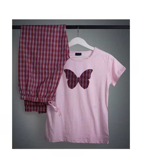 Wokstore Garments Printed Pajamas Suit For Women Pink