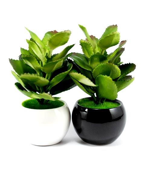 ZS Store Artificial Plant & Pots Ceramic - Pack of 2 (0008)