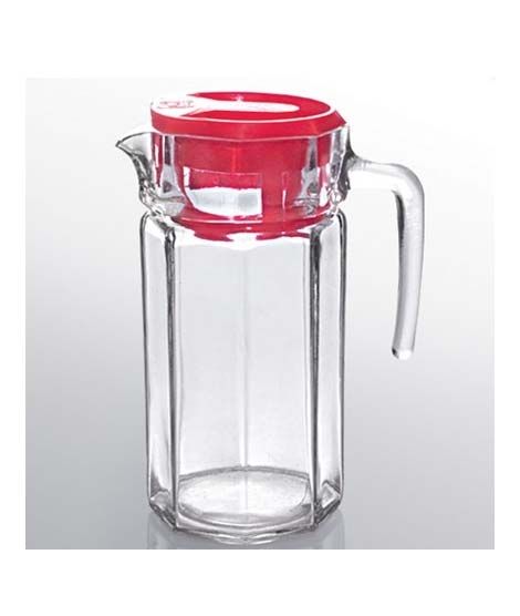 ZS Store Glass Jug With Red Lid Pack Of 2