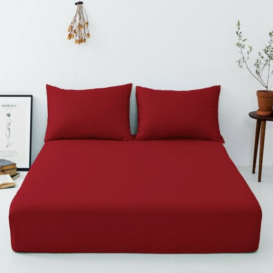 Maguari Luxury Cotton Fitted Single Bed Sheet With Pillow Cover Fuxia