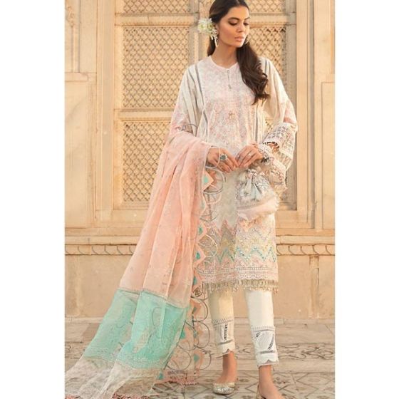 Maria.B Luxe Lawn Collection 2022 Embroidered Unstitched 3 Piece Suit (D15A)