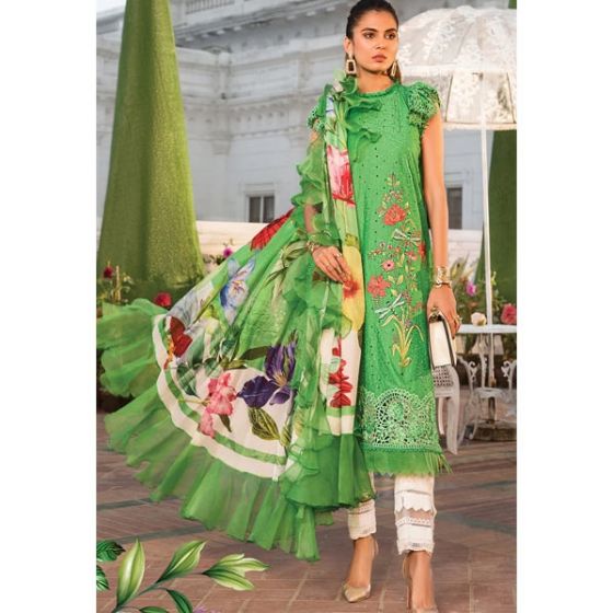 Maria.B Luxe Lawn Collection 2022 Embroidered Unstitched 3 Piece Suit (D07B)