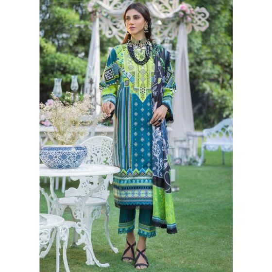 Asim Jofa Prints Rania Basic Embroidered Lawn Unstitched Shirt Parrot Green (AJPR-06)