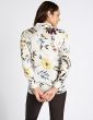 Marks & Spencer Floral Print Satin Women's Shirt Ivory (T432424C)