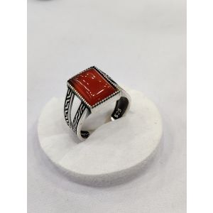 Gilgit Bazaar Aqeeq Stone Silver Ring (15)