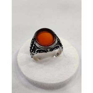 Gilgit Bazaar Aqeeq Stone Silver Ring (22)