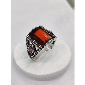 Gilgit Bazaar Aqeeq Stone Silver Ring (23)