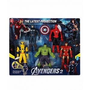 Planet X Marvel Avengers Action Figures With Projector Function (Pack of 5) 6 inches (PX-10347)