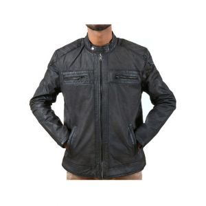 Sage Leather Men's Leather Jacket Grey (110181)-Medium