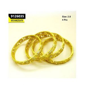 Kayazar Matte Gold Zircon Indian Bangles 4PC (2.8) (9126035)