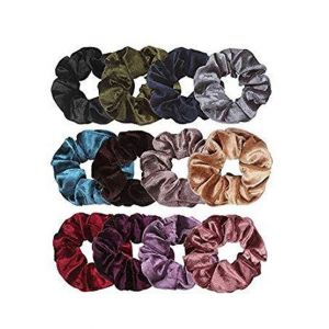 AR Scrunchies Velvet Scrunchies For Women Pack of 12