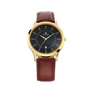 Titan Karishma Radiance Collection Men's Leather Watch - Brown (NR1825YL04)