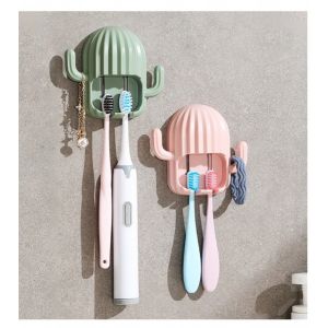 Ferozi Traders Wall Mounted Cactus Toothbrush Holder
