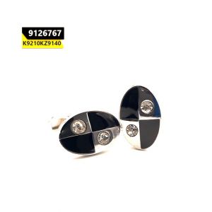 Kayazar Fashion Men's Cufflink Silver Black 2 Stone Oval (9126767)