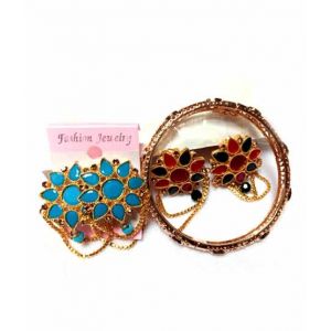 Bushrah Collection Ear Tops With Bangles Pack of 3