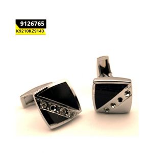 Kayazar Fashion Men's Cufflink Silver Half Black Stones (9126765)