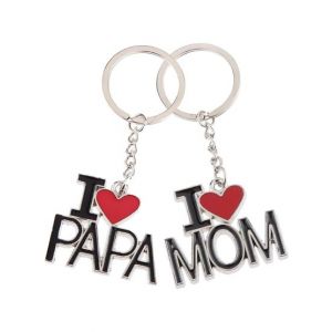 Afreeto I Love Papa and Mom Keychain