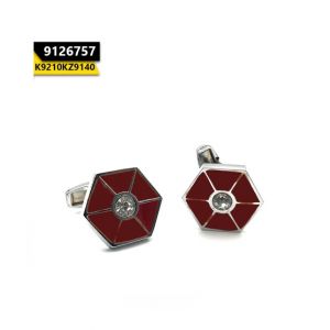 Kayazar Fashion Men's Cufflink Silver Red Hexa Crystal (9126757)