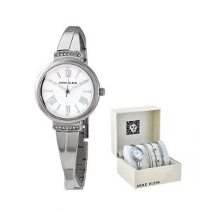 Anne Klein Women's Watch & Bracelets Silver-Tone (AK/3414WTST)