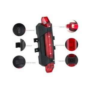 Ferozi Traders Bicycle Tail Light Rechargeable Red