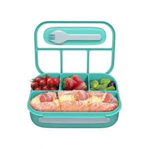 Afreeto 4 Compartments Bento Lunch Box With Fork For Kids